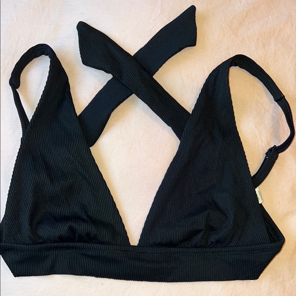 Aerie Black Strappy Bikini with Seamless Design
